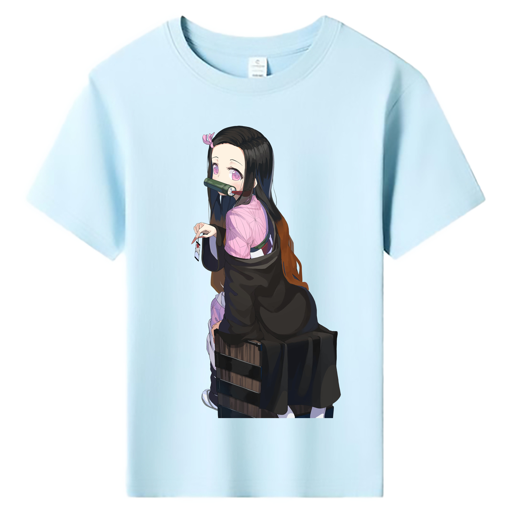 （画像用） 鬼滅の刃（きめつのやいば）竈門 禰󠄀豆子／かまど ねずこ Kamado Nezuko 綿100％キッズTシャツ（フロントプリント）